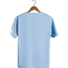 Terapi Men Erkek Açık Mavi Bisiklet Yaka Oversize Rahat Kalıp Basic T-Shirt 22Y-3400761-EK1