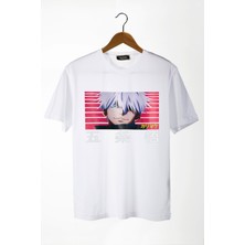 Terapi Men Unisex Beyaz Bisiklet Yaka Önü Anime Baskılı Oversize T-Shirt 22Y-3400762-64-1