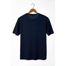 Terapi Men Unisex Lacivert Bisiklet Yaka Önü Scooter Baskılı Oversize T-Shirt 22Y-3400762-67