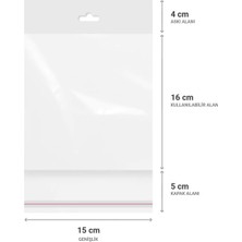 Ofis Turka Askılı (Meksika Şapka) Bantlı Şeffaf Opp Torba 15 x 16+9  cm  500 Adet