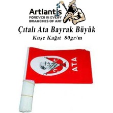 Artlantis Çıtalı Ata Bayrak Kağıt 21X29 cm 10 Adet Atalı Bayrak Çıtalı Sopalı Büyük Bayrak Plastik Çubuklu Bayrak