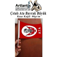 Artlantis Çıtalı Ata Bayrak Kağıt 21X29 cm 10 Adet Atalı Bayrak Çıtalı Sopalı Büyük Bayrak Plastik Çubuklu Bayrak