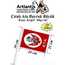 Artlantis Çıtalı Ata Bayrak Kağıt 21X29 cm 25 Adet Atalı Bayrak Çıtalı Sopalı Büyük Bayrak Plastik Çubuklu Bayrak