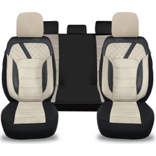 Minderland K2 - Mitsubishi Asx ile Uyumlu Koltuk Kılıfı, Tam Takım/tay Tüyü/krem-Siyah