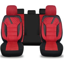 Minderland K2 - Nissan Almera ile Uyumlu Koltuk Kılıfı, Tam Takım/tay Tüyü/kırmızı-Siyah