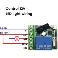 433 Mhz Rf Kablosuz Anahtar Alıcı Dc 12 V Tek Röle Alıcı Modülü ile 2 Adet Evrensel Kablosuz Uzaktan Kumanda (Yurt Dışından)