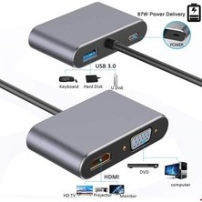 Ultratekno CF02 Macbook Uyumlu Type-C™ To 4K Ultra Hd 1080P Hdmı/ Vga/ Pd Şarj/ USB 3.0 4ın1 Çevirici Hub Adaptör