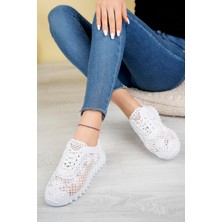 Aymood Örgü Desenli Sneakers C Beyaz Tekstil