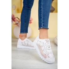 Aymood Örgü Desenli Sneakers C Beyaz Tekstil