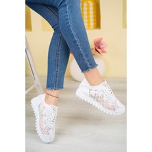 Aymood Örgü Desenli Sneakers C Beyaz Tekstil