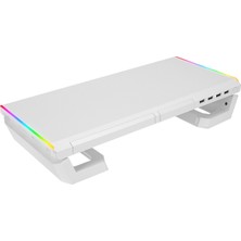 Everest St1 4 USB Hub Rgb Işıklı Katlanabilir Yükseklik Ayarlı Beyaz Monitör Yükseltici Laptop Standı