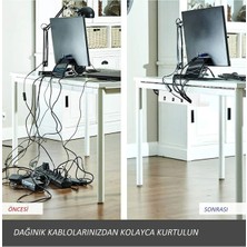MMT Masa Altı Kablo Düzenleyici, Kablo-Adaptör Organizeri - Beyaz