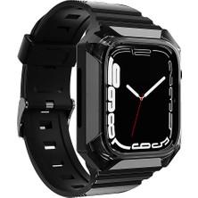 HTstore Watch 44MM Htstore Krd-88 Sert Pc Kasa Koruyuculu Silikon Kordon-Siyah