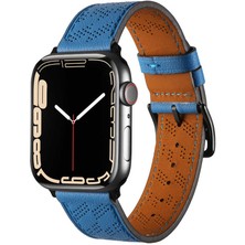 HTstore ​​​  Watch Ultra 49MM Krd-76 Pu Deri Kordon Strap Kayış-Mavi