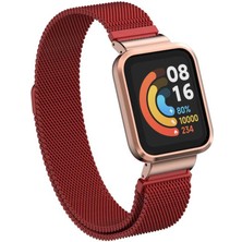 HTstore Xiaomi Redmi Watch (Mi Watch Lite) Htstore Krd-58 Metal Kordon-Kırmızı