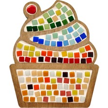 Mia Creative Art - Cup Cake Figürü Ahşap Çocuk Mozaik Seti - Doğal Ahşap - Eğitici Oyun Seti - Çocuk Aktivite Seti