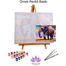 Lilyhobbyland Renkli Baskılı Sayılarla Boyama Hobi Seti Çerçeveli 40 x 50 cm Çiçekli Yılan