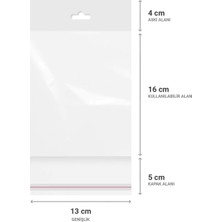 Ofis Turka Askılı (Meksika Şapka) Bantlı Şeffaf Opp Torba 13 x 16+9  cm  500 Adet