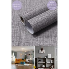 Trendpoint Kendinden Yapışkanlı 60CM×300CM Keten Görünümlü Koyugri Duvar Kağıdı Mutfak Dolap Kaplama
