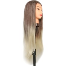 Lisinya Kuaför Eğitim Mankeni / Yaki + Masa Aparatı / Kahverengi / Platin (Lisinya)
