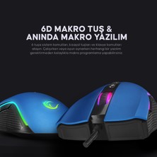 Rampage SMX-R44 Makrolu 6400DPI RGB Ledli Oyuncu Mouse - Mavi