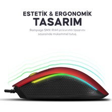 Rampage SMX-R44 Makrolu 6400DPI RGB Ledli Oyuncu Mouse - Kırmızı