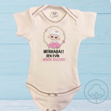 Harmandar Evin Minik Kuzusu Baskılı Organik Pamuk Çıtçıtlı Bebek Body  Zıbını