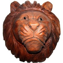 Mevafa Dekoratif 40CM Ahşap Aslan Kafası Hediyelik