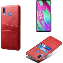 Seashell Digital Samsung Galaxy A40 Pu Deri Kaplamalı Pc Ikili Kart Yuvalı Mobil Muhafaza - Kırmızı (Yurt Dışından)