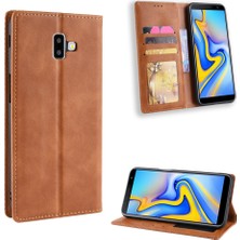 Seashell Digital Samsung Galaxy J6+ - Kahverengi Için Vintage Style Deri Oto Emirli Cüzdan Kılıfı (Yurt Dışından)