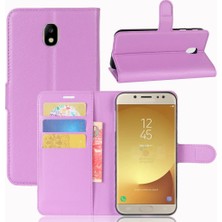 Seashell Digital Samsung Galaxy J7 (2017) Ab Versiyonu Için Litchi Cilt Cüzdan Deri Telefon Muhafazası - Mor - (Yurt Dışından)