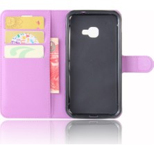 Seashell Digital Samsung Galaxy Xcover 4s/xcover 4 G390F Için Litchi Skin Pu Deri Stand Kılıfı - Mor (Yurt Dışından)