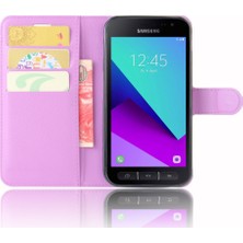 Seashell Digital Samsung Galaxy Xcover 4s/xcover 4 G390F Için Litchi Skin Pu Deri Stand Kılıfı - Mor (Yurt Dışından)