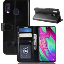 Seashell Digital Crazy Horse Pu Deri Flip Stand Cep Telefon Kapağı Cüzdanlı Samsung Galaxy A40 - Siyah (Yurt Dışından)