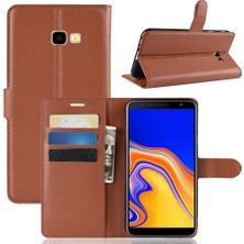 Seashell Digital Samsung Galaxy J4+ - Kahverengi Için Litchi Skin Deri Cüzdan Kabuk Kılıfı (Yurt Dışından)