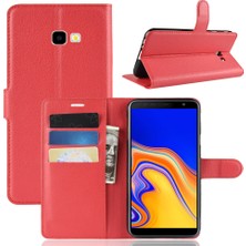 Seashell Digital Samsung Galaxy J4+ - Kırmızı Için Litchi Skin Cüzdan Deri Stand Kılıfı (Yurt Dışından)