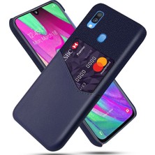 Seashell Digital Samsung Galaxy A40 Için Kart Yuvası ile Ksq Pc+Pu+Cloth Hibrid Telefon Geri Kapak Kılıfı - Mavi (Yurt Dışından)