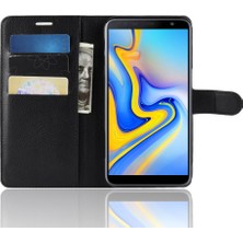 Seashell Digital Samsung Galaxy J6 Plus Için Kart Yuvaları ile Litchi Skin Deri Stand Kapağı - Siyah (Yurt Dışından)