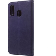 Seashell Digital Samsung Galaxy A40 Için Baskı Kelebek Çiçek Standı Cüzdan Deri Kabuk Kılıfı - Koyu Mor (Yurt Dışından)