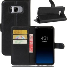 Seashell Digital Samsung Galaxy S8 Için Plus Lychee Litchi Cilt Cüzdan Deri Deri Stand Kılıfı Manyetik Toka Kapatma - Siyah (Yurt Dışından)