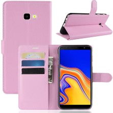 Seashell Digital Samsung Galaxy Için Litchi Skin Manyetik Deri Stand Kılıfı J4+ - Pembe (Yurt Dışından)