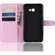 Seashell Digital Samsung Galaxy Için Litchi Skin Manyetik Deri Stand Kılıfı J4+ - Pembe (Yurt Dışından)