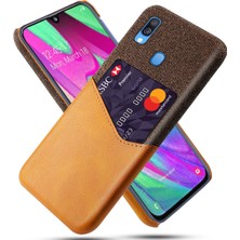 Seashell Digital Samsung Galaxy A40 Için Kart Yuvası ile Ksq Pc+Pu+Cloth Hibrid Telefon Geri Kapak Kılıfı - Turuncu (Yurt Dışından)