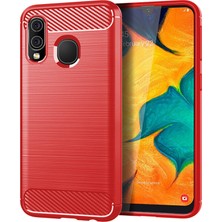 Seashell Digital 1.8mm Isı Dağılımı Tpu Kasası Ultra Ince Çizilmeye Dayanıklı Karbon Fiber Doku Samsung Galaxy A40 Için Fırçalanmış Yüzey Telefon Kapağı - Kırmızı (Yurt Dışından)