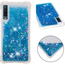 Seashell Digital Samsung Galaxy A7/A750 Için Glitter Tozu Quicksand ve Şok Geçirmez Tpu Jel Kapağı - Mavi (Yurt Dışından)