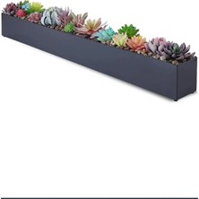 Mmt Modern Metal Saksı - Dikdörtgen Saksı - Pencere Pervazı Saksısı - Yalak Saksı - Uzun Saksı 80 cm