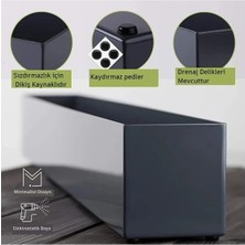 Mmt Modern Metal Saksı - Dikdörtgen Saksı - Pencere Pervazı Saksısı - Yalak Saksı - Uzun Saksı 80 cm