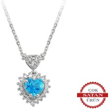 Sirius Pırlanta Pırlanta ve Kalp Mavi Topaz Taşlı Anturaj Kolye 0415P0068