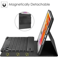 FUJİMAX Apple iPad 10.nesil 10.9 2022 Kılıf Seri A2696,A2757,A2777 Yatay Standlı Kalem Bölmeli Bluetooth Klavyeli Deri Kapaklı Kılıf