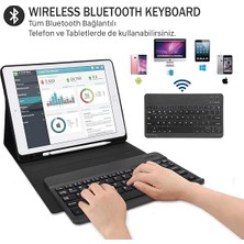 FUJİMAX Apple iPad 10.nesil 10.9 2022 Kılıf Seri A2696,A2757,A2777 Yatay Standlı Kalem Bölmeli Bluetooth Klavyeli Deri Kapaklı Kılıf